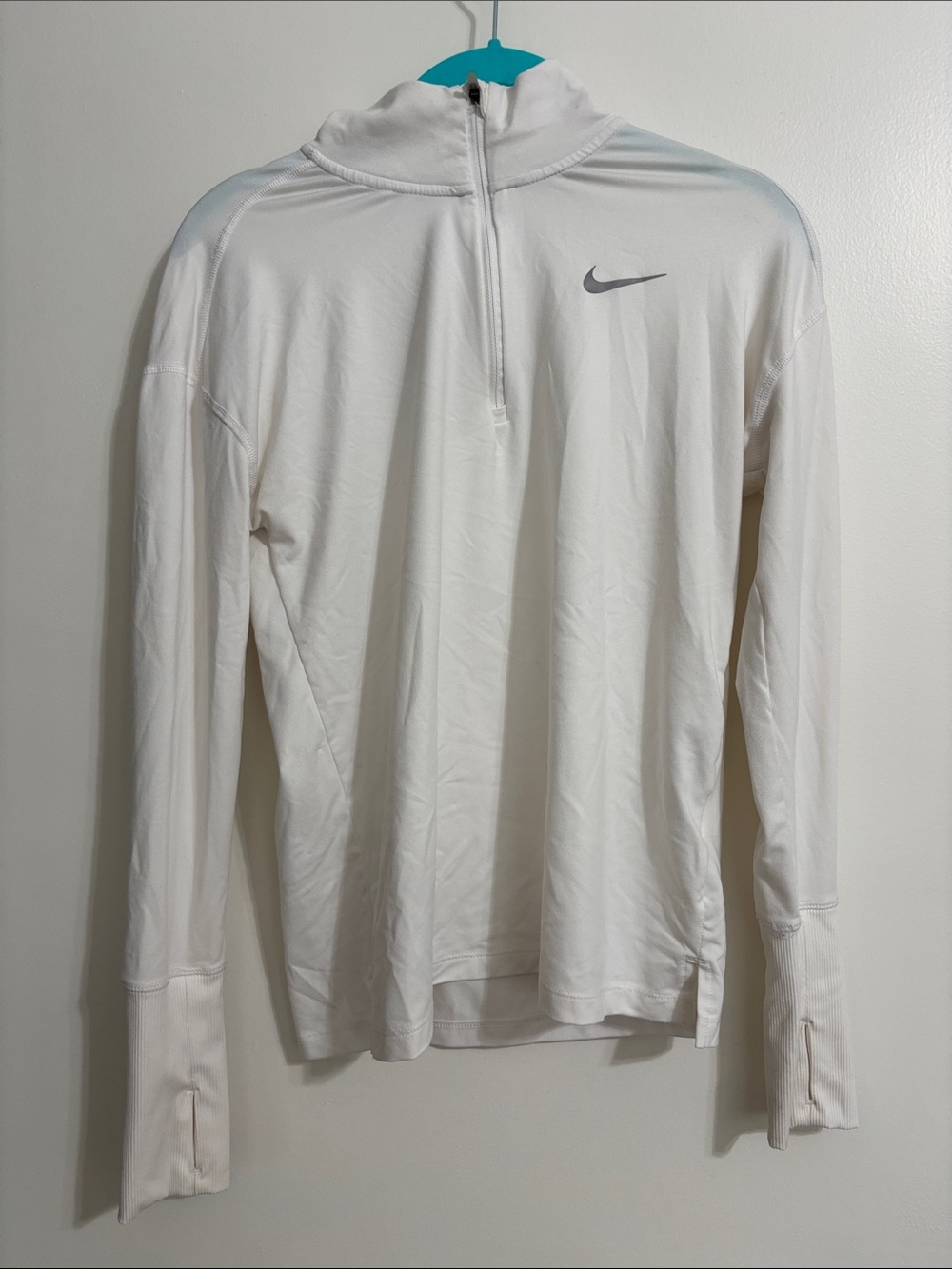 Nike White 1/4 Zip Performance Pullover